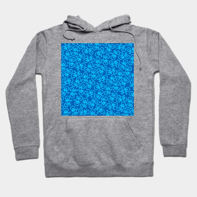 Bikes Blue Pattern Hoodie by XOOXOO